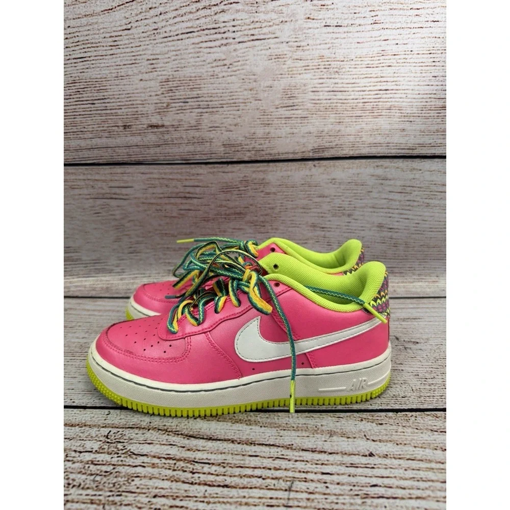 Nike Air Force 1 Low GS Pink Blast Volt Shoes Size 4Y CW5761-600 Used